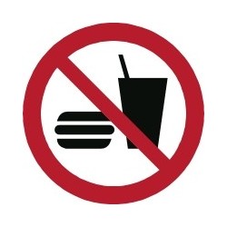 Autocollant vinyl waterproof - Interdiction interdit de boire et manger - Diamètre de 200 mm